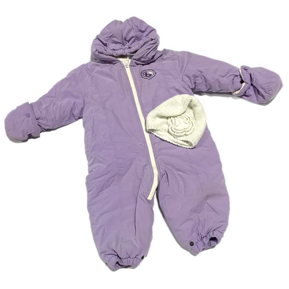 Purple Kids One Piece Snowsuit‎ with Hat 18 months 4253